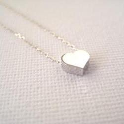 Sterling silver necklace with tiny heart bead - With a little heart